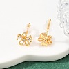 Flower Brass Micro Pave Clear Cubic Zirconia Stud Earrings for Women EJEW-A150-03G-2