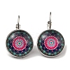 Flower Glass Leverback Earrings with Brass Earring Pins EJEW-Q798-01W-1