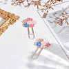 2Pcs 2 Style Rose Gold Tone Zinc Alloy Enamel Bookmarks AJEW-LP0004-43A-1