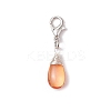 Wire Wrapped Glass Teardrop Pendant Decorations HJEW-JM02974-01-4