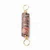Natural Leopard Skin Jasper Connector Charms PALLOY-JF01454-04-3