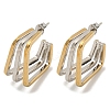 Square 202 Stainless Steel Multi Layered Stud Earrings EJEW-H003-13GP-01-1