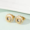 304 Stainless Steel Plastic Imitation Shell Stud Earrings EJEW-Z089-20G-2