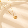 Stylish 304 Stainless Steel Flat Round with Moon Pendant Necklaces for Women's Daily Wear XY3014-2-1