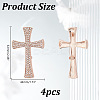 4Pcs Cross Rhinestone Lapel Pins JEWB-HY0001-50RG-2