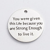 304 Stainless Steel Quote Pendants STAS-WH0014-02P-1