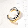 304 Stainless Steel Two Tone Cuff Rings RJEW-Z110-04GP-2