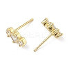 Brass Micro Pave Clear Cubic Zirconia Stud Earrings EJEW-R016-26G-14-4