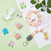 16Pcs 8 Colors Frog Luminous Food Grade Eco-Friendly Silicone Focal Beads SIL-DC0001-21-5