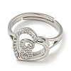 Heart with Letter Rack Plating Brass Micro Pave Cubic Zirconia Adjustable Rings for Women RJEW-I105-06P-S-2