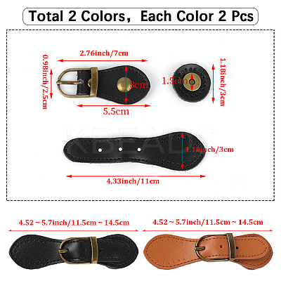 4Pcs 2 Colors Leather Toggle Buckle FIND-CL0002-20-1