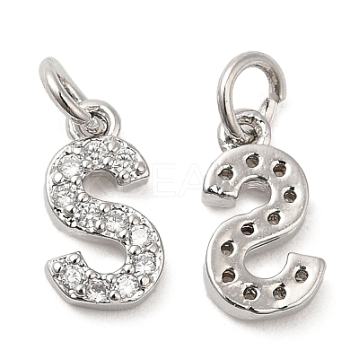 Brass Micro Pave Grade AAA Cubic Zirconia Charms ZIRC-P067-11P-S-NR-1