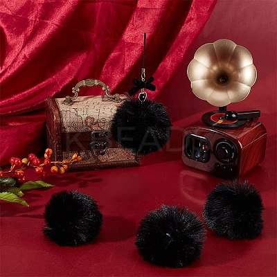 12Pcs Handmade Faux Rabbit Fur Pom Pom Ball Covered Pendants WOVE-SC0001-06F-1