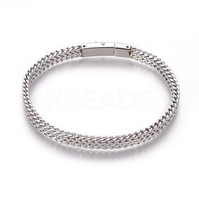 Tarnish Resistant 304 Stainless Steel Mesh Bracelets BJEW-L665-04P-1