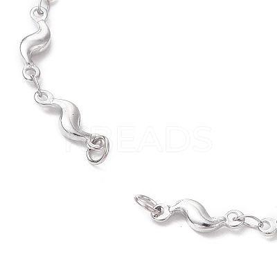304 Stainless Steel Wave Link Chain Bracelet Making AJEW-JB01303-02-1