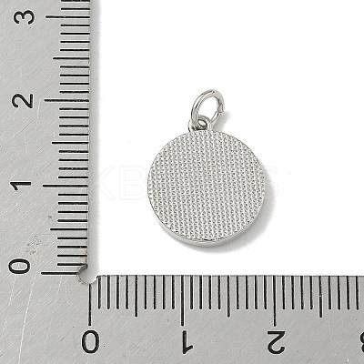 Brass Pave Natural Shell Flat Round with Letter Charms KK-Z115-13P-N-1
