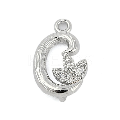 Brass Crystal Rhinestone Letter Links Connector Charms KK-S395-06P-C-1