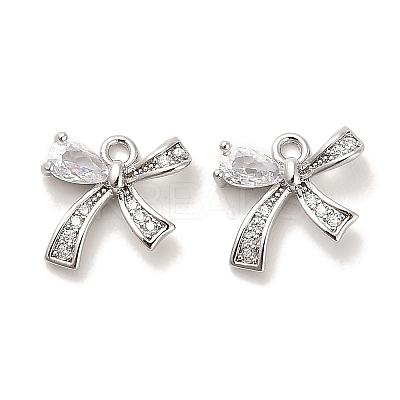 Brass Micro Pave Clear Cubic Zirconia Charms KK-C054-04P-1