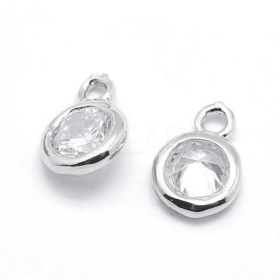 Brass Cubic Zirconia Pendants KK-P119-33-7x5mm-P-NR-1