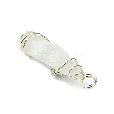 2Pcs Electroplated Natural Quartz Crystal Dyed Copper Wire Wrapped Pendants PALLOY-JF03163-02-1
