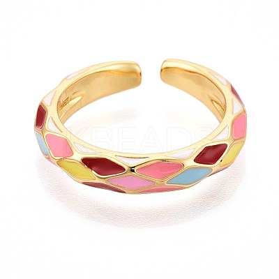 Brass and Enamel Cuff Rings for Women KK-T071-83G-1
