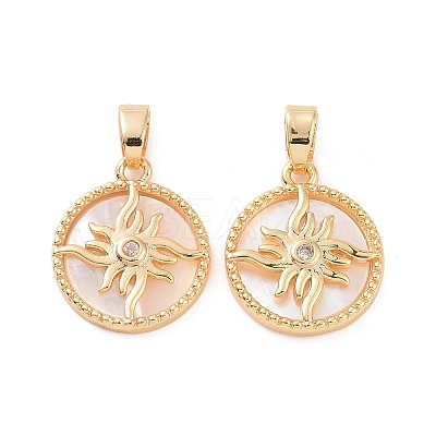Brass Micro Pave Clear Cubic Zirconia Pendants KK-E068-VC128-1