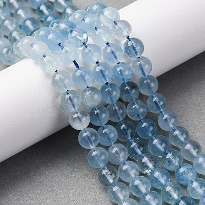 Natural Aquamarine Beads Strands G-P342-10-7mm-A-1