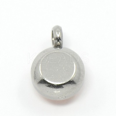 Trendy Original Color 304 Stainless Steel Grade A Rhinestone Flat Round Charm Pendants X-RB-M030-06-1