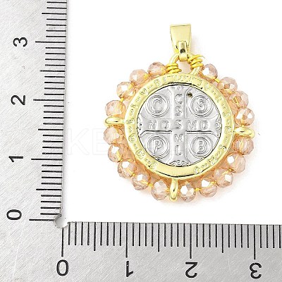 Brass Glass Pendants KK-Z101-07G-1