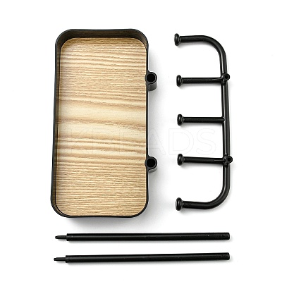 Plastic Jewelry Display Stand with Wood Tray LS-AJEW-Z032-02A-1