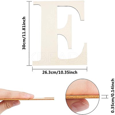 Letter E Shape Unfinished Wood Slices DIY-GA0001-13-1