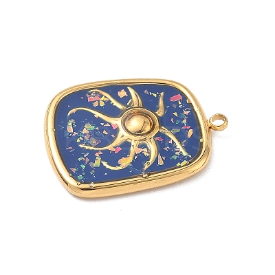 304 Stainless Steel Epoxy Resin with Natural Shell and Sequins Inside Pendants STAS-L026-17G-O04-1