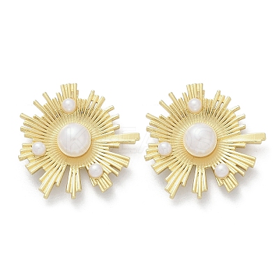 Brass ABS Imitation Pearl Stud Earrings EJEW-M082-06G-1