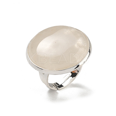Natural Quartz Crystal Round Adjustable Rings RJEW-K371-09S-29-1