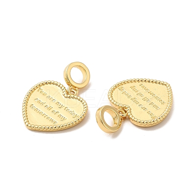 Rack Plating Brass Heart European Dangle Charms KK-B068-11G-1