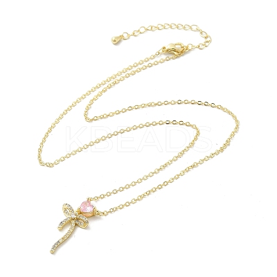 Brass Micro Pave Cubic Zirconia Pendant Necklaces NJEW-S441-03C-G-1