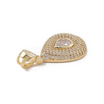 Brass Micro Pave Clear Cubic Zirconia Pendants KK-G439-03G-1