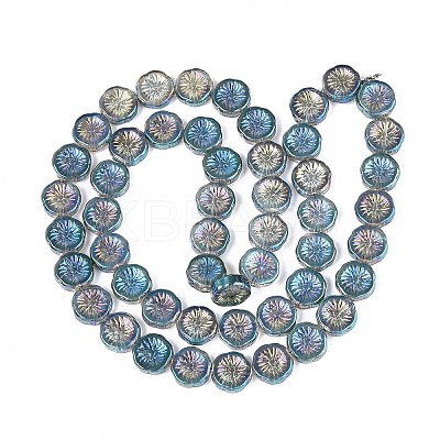 Half Electroplate Baking Paint Glass Beads Strands EGLA-K061-11A-AB09-1