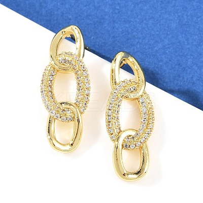 Brass Micro Pave Cubic Zirconia Stud Earrings for Women EJEW-K312-02G-1