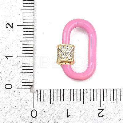 Oval Brass Micro Pave Clear Cubic Zirconia Screw Carabiner Clasps KK-B167-01A-02G-1