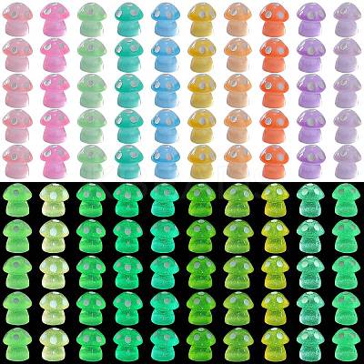 100Pcs 10 Colors Mushroom Luminous Resin Display Decorations RESI-SZ0003-46-1