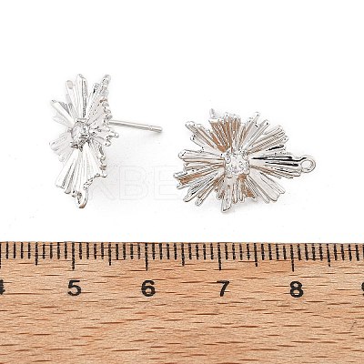 Brass Micro Pave Cubic Zirconia Stud Earring Findings KK-K371-39P-1