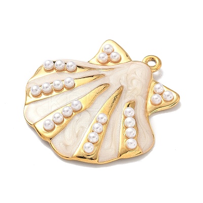 304 Stainless Steel Enamel with ABS Plastic Imitation Pearl Pendants STAS-Z184-09G-1