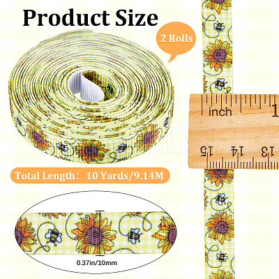 Polyester Bees Printed Grosgrain Ribbons SRIB-WH20020-018A-1