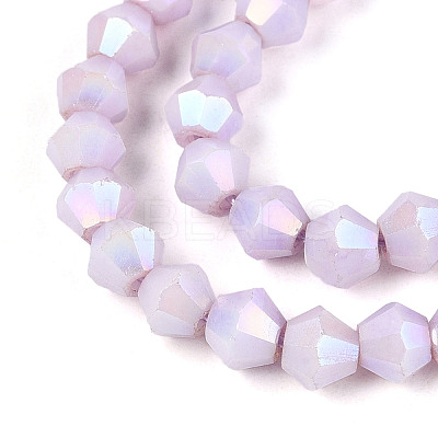 Anti-Tarnish Electroplate Bicone Glass Beads Strands X-EGLA-T021-4mm-16-01-1