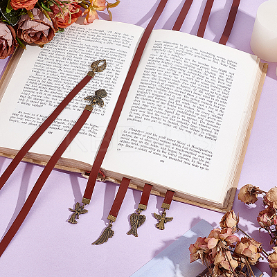 6Pcs Cowhide Leather Bookmark AJEW-HY00015-1