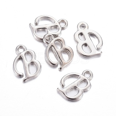Platinum Plated Alloy Letter Pendants PALLOY-P097-02-B-1
