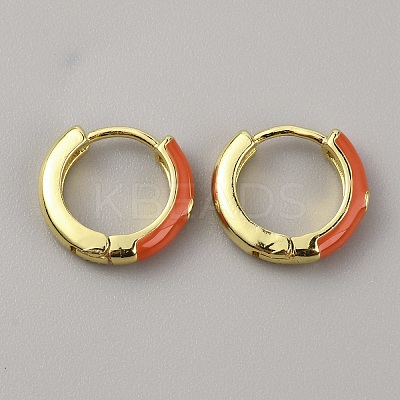 Enamel Hoop Earrings with Clear Cubic Zirconia EJEW-WH0004-39B-1