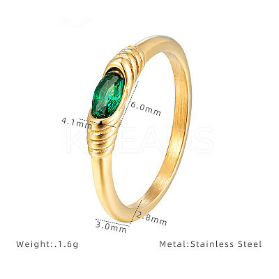 304 Stainless Steel with Cubic Zirconia Finger Rings FS-WG2ED2E-08-1