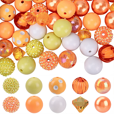 60Pcs 10 Styles Resin Rhinestone Beads RESI-PA0001-03-1
